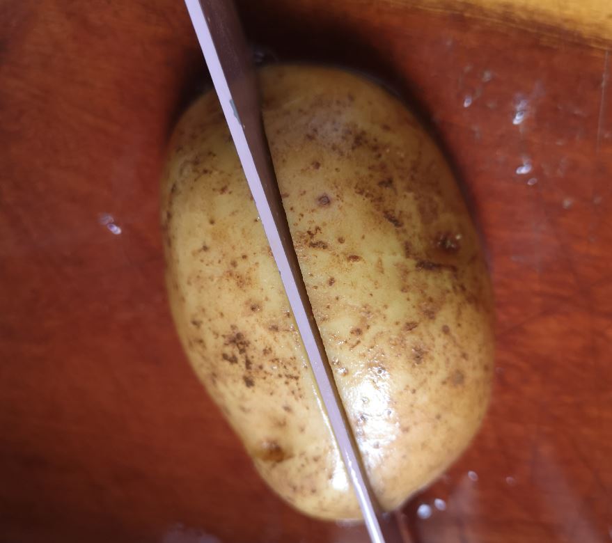 Potato cut into half