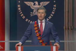Colin Jost as Pete Hegseth on "SNL."